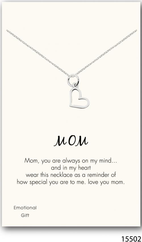 Heart mom silver pendent